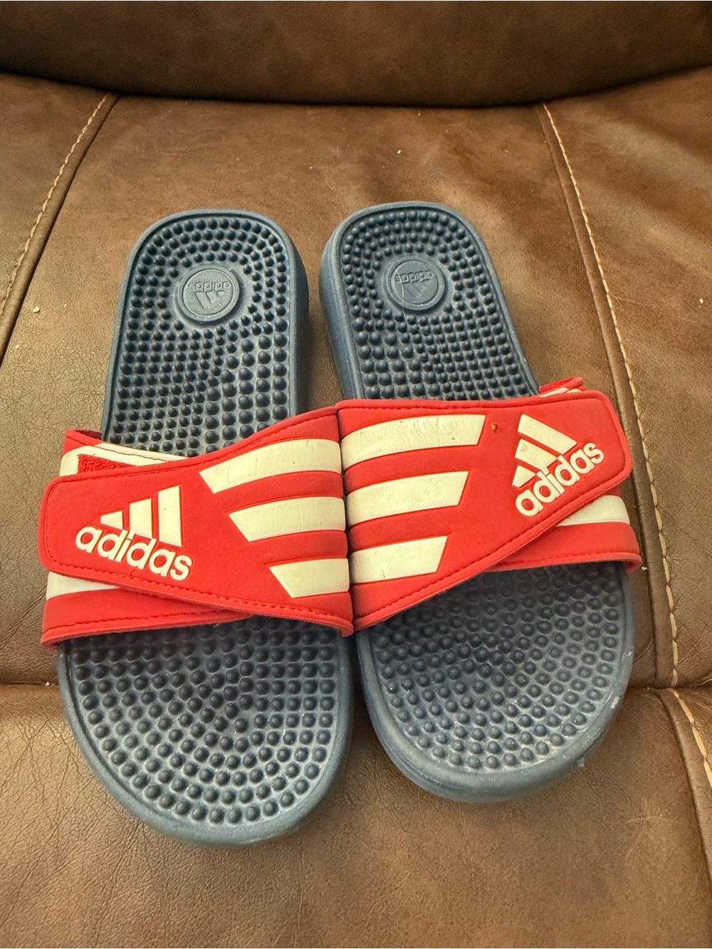adidas Women’s Red and Navy Slide Sandals